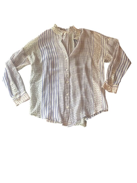 Intropia Womens Lilac & White Patterned Button-Up Blouse Size 34 Cotton Blend - Picture 1 of 6